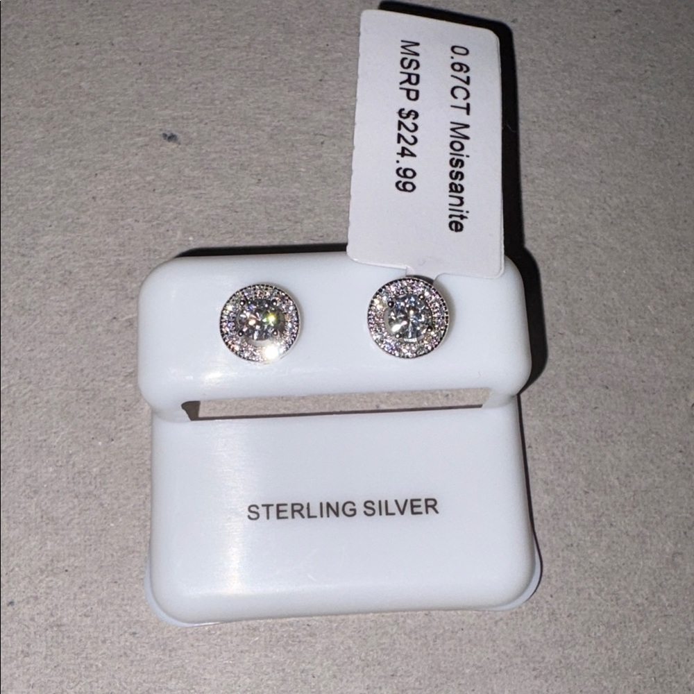 Sterling Silver Moissanite Stud Earrings